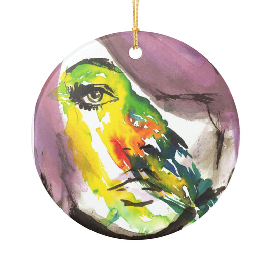 "Bird's Eye View" Watercolor Portrait Ceramic Decoration Ornament