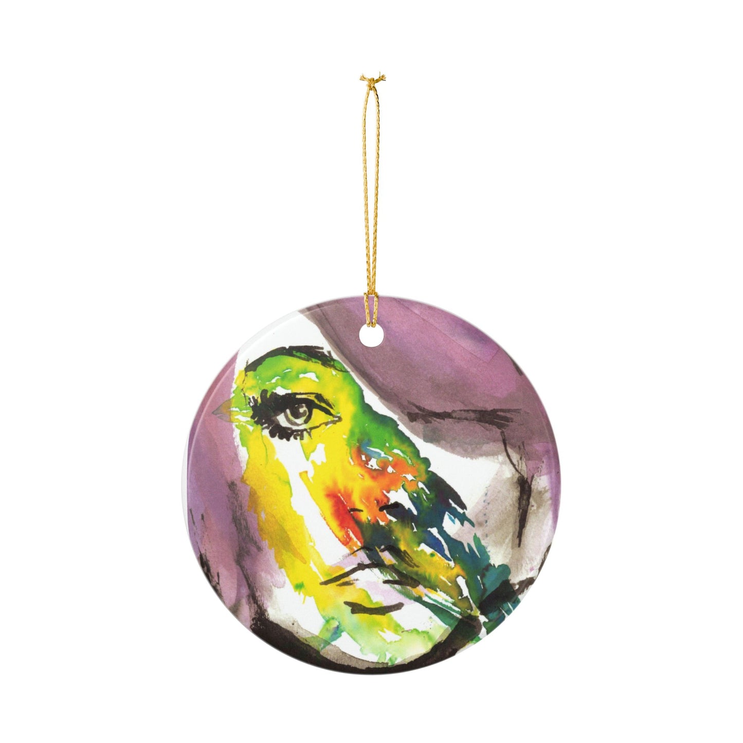 "Bird's Eye View" Watercolor Portrait Ceramic Decoration Ornament