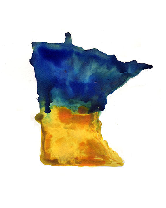 Love to Ukraine from Minnesota Watercolor Print "Sending Love" by Jess Buhman, Multiple Sizes, Wall Art, Minnesota Painting, Home Decor, Choose Your Size