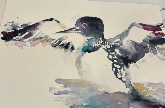 "Can't Keep Us Down" Original Loon Watercolor on 11" x 14" paper