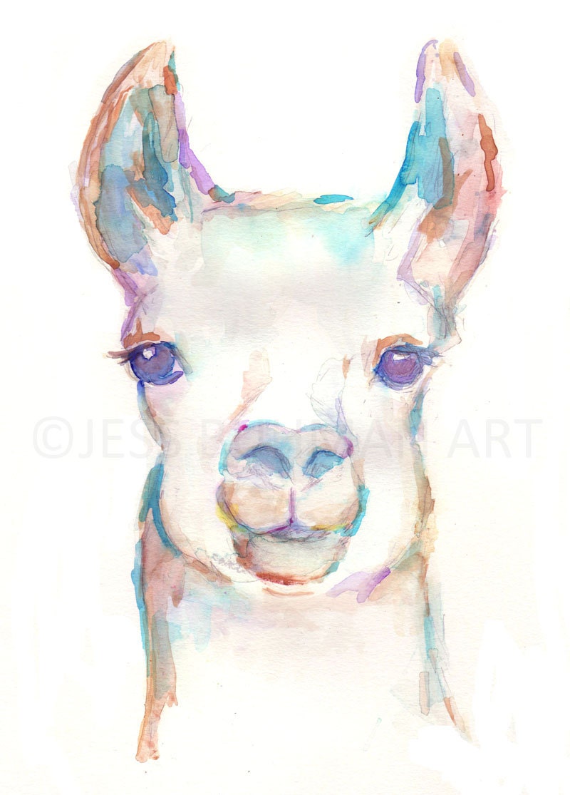 Llama Art Print | "Leonard the Llama" by Jess Buhman, Select Your Size, Multiple Sizes, Llama Watecolor Print
