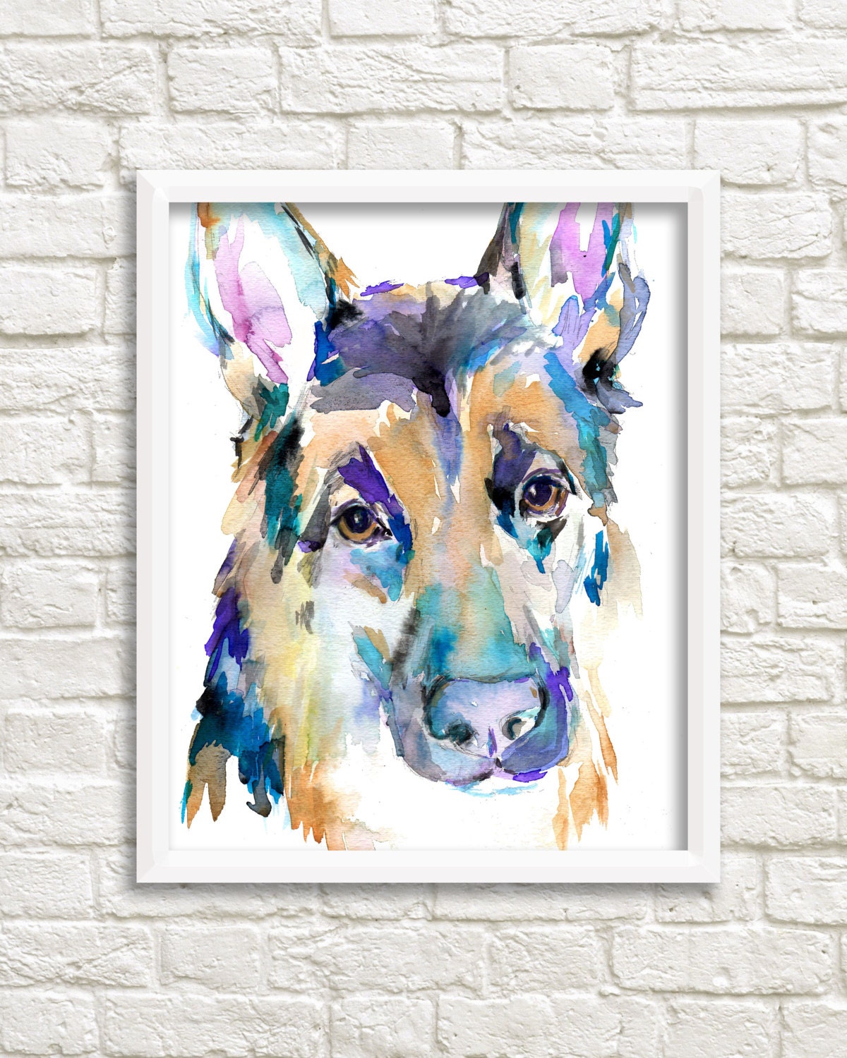 German Shepherd Watercolor Print | "German Shepherd" by Jess Buhman, Multiple Sizes, Choose Your Size, Dog Watercolor, Abstract Dog Painting