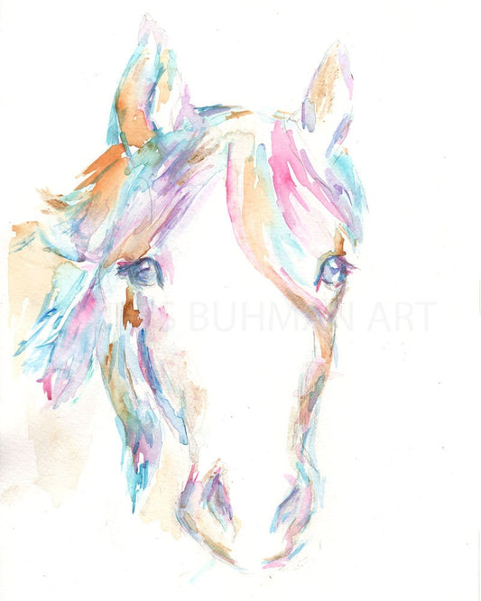 Horse Watercolor Print | "Hugo the Horse" by Jess Buhman, Select Your Size, Multiple Sizes, Nursery Decor