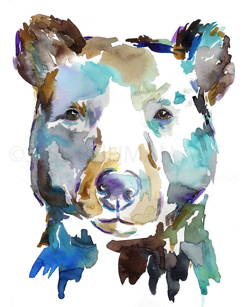 Black Bear Watercolor Digital Download | "Black Bear" by Jess Buhman, Instant Download, Print at Home, Bear Painting, Nursery Art