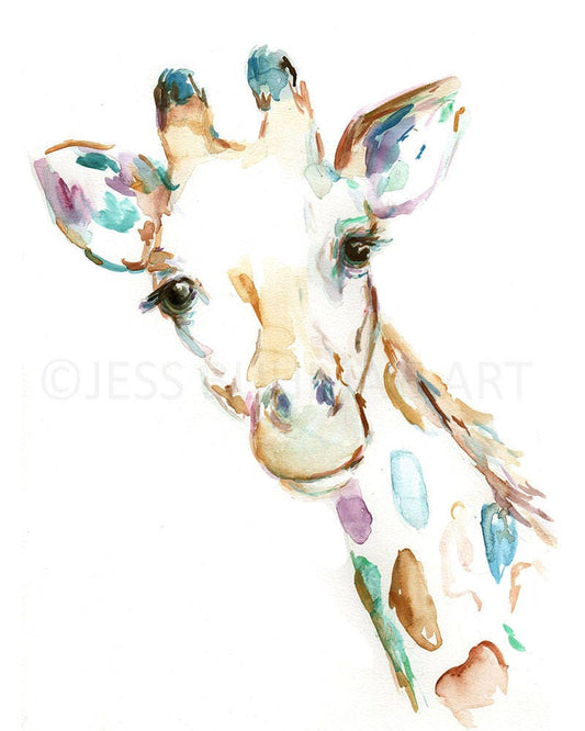 Watercolor Giraffe Print Instant Download | "Joshua the Giraffe" by Jess Buhman, 16" x 20" Digital File, Print at Home, Nursery Decor