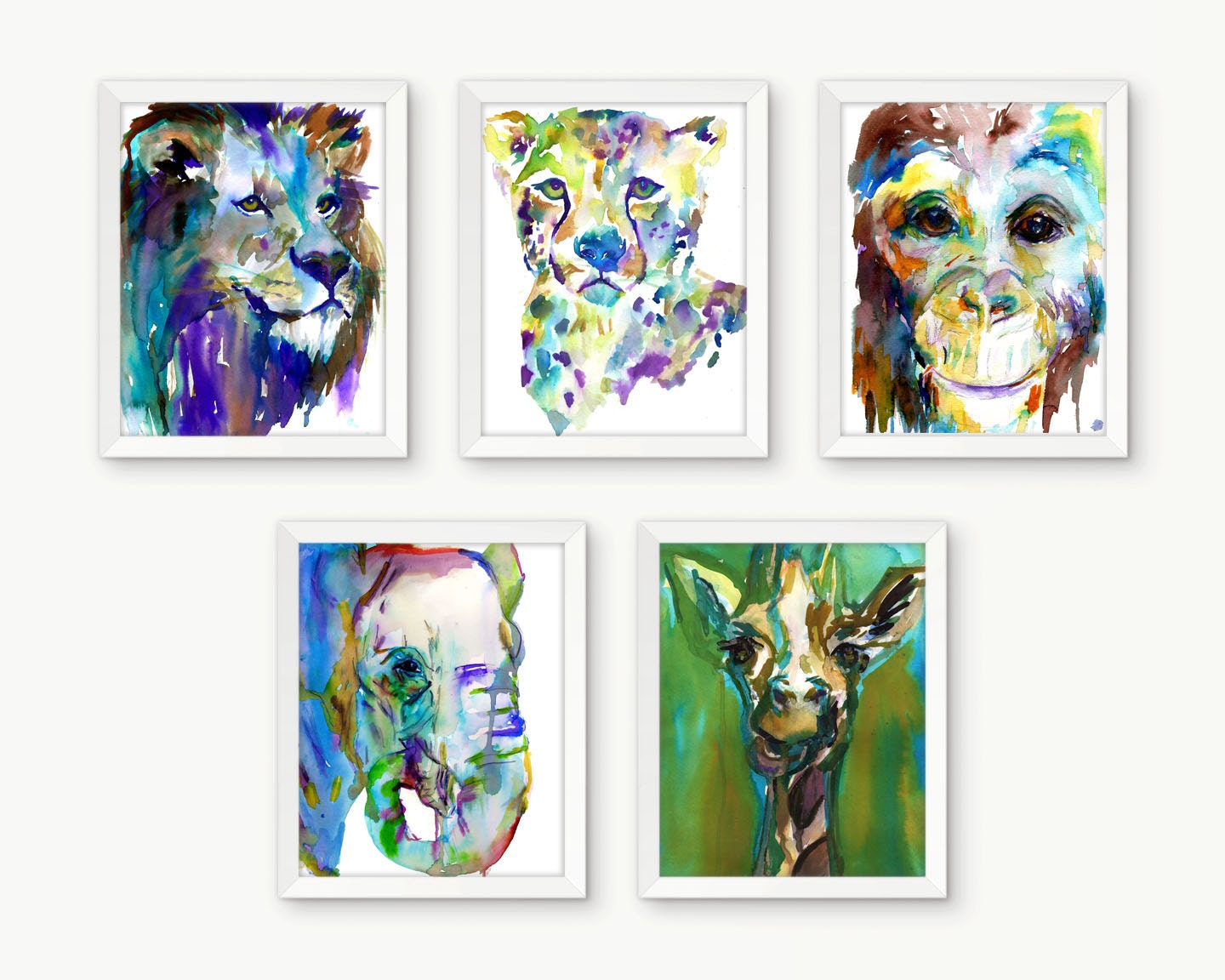 Jungle Nursery Prints, Safari Animal Prints, Nursery Animal Prints, Watercolor Animal, Nursery Art, Lion Painting, Elephant Painting
