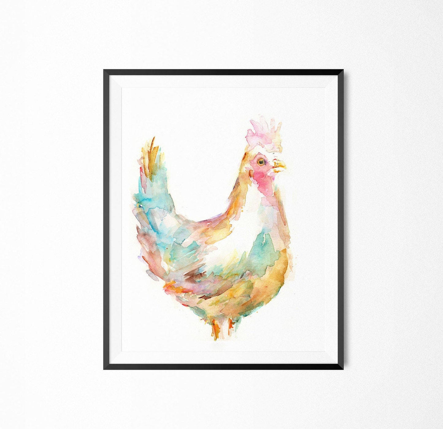 Chicken Watercolor Print | "Chica the Chicken" by Jess Buhman, Multiple Sizes, Select Your Size, Watercolor Rooster, Farm Painting
