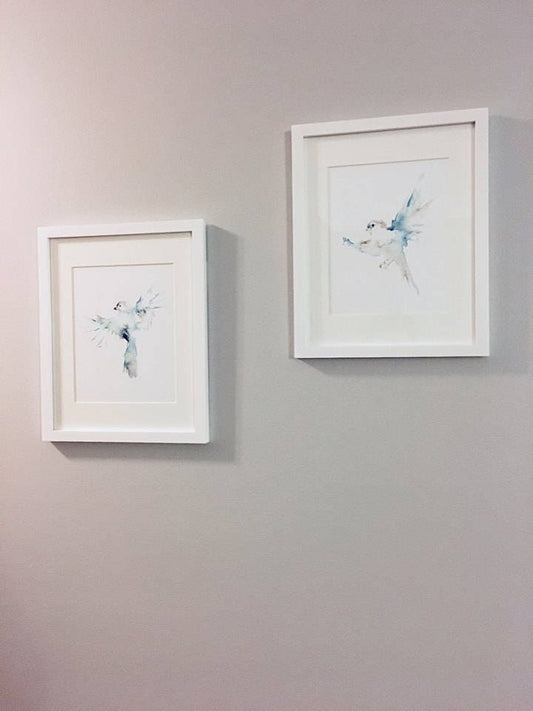 Airy Birds, Set of 2 Watercolor Prints, Nursery Art, Watercolor Nursery Prints, Animal Paintings, Animal Art, Print Set, Forest Animals