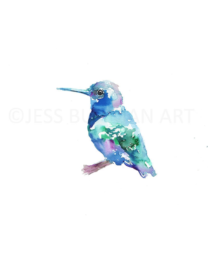 Watercolor Hummingbird Print | "Baby" by Jess Buhman, 8 x 10 Bird Painting, Home Decor
