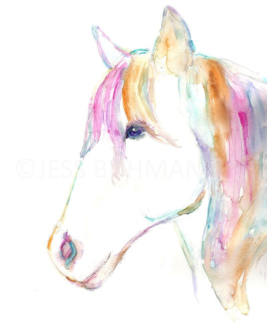 Horse Watercolor Print, "Petey the Horse" by Jess Buhman, Multiple Sizes, Select Your Size