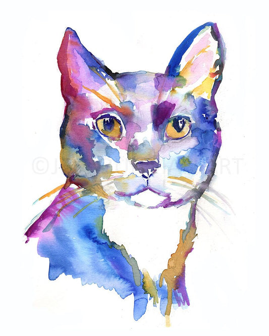 Cat Watercolor Painting | "Wolfgar" by Jessica Buhman, Multiple Sizes, Select Your Size, Black Cat Painting, Black Cat Watercolor
