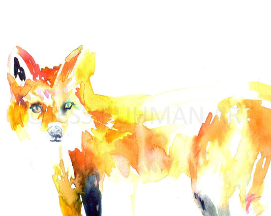 Fox Watercolor Print, "Fivel the Fox" by Jess Buhman, Multiple Sizes, Select Your Size, Woodland Art, Nursery Painting, Nursery Decor