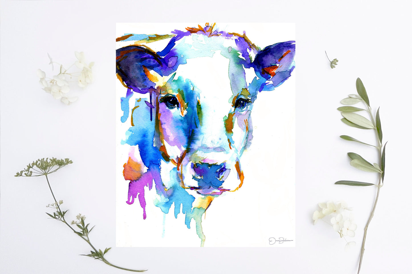 Cow Watercolor Print | "Cow" by Jess Buhman, Choose Your Size, Multiple Sizes, Nursery Art, Farm Animal Painting