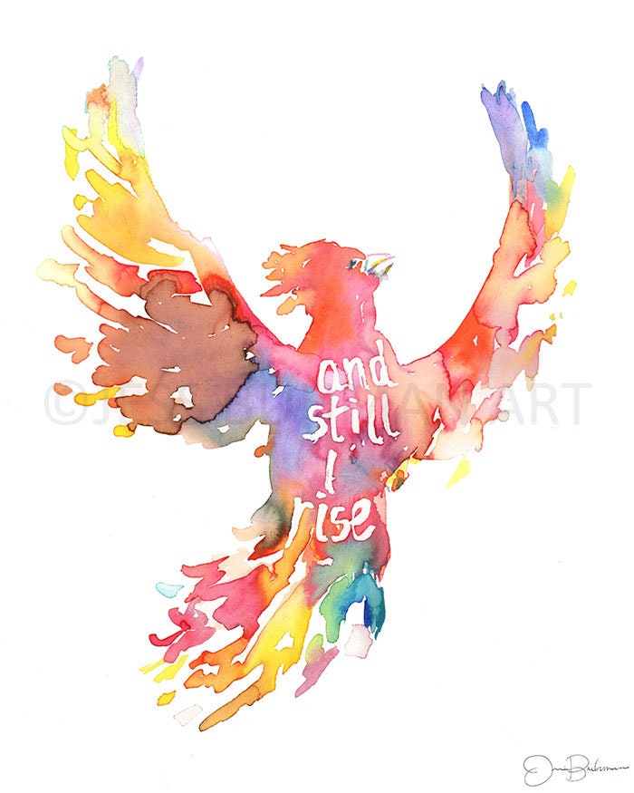 Phoenix Instant Download, "And Still I Rise" by Jess Buhman, Printable 8" x 10" watercolor art, Digital Print
