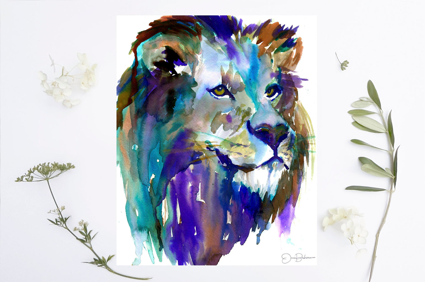 Lion Watercolor Digital Download Print, "The King" by Jess Buhman, Instant Download, Digital File, Nursery Decor