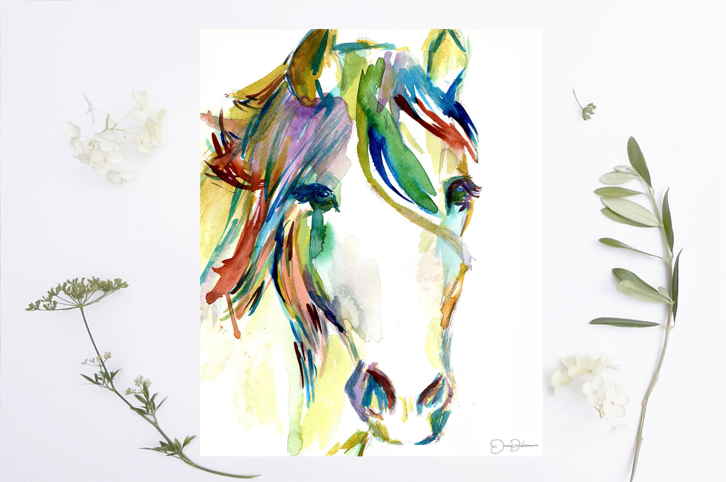 Horse Watercolor Print Instant Download | "Horsin' Around" by Jess Buhman, 8" x 10" Digital File, Print at Home