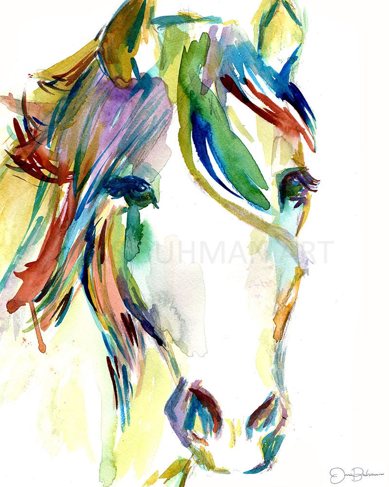 Horse Watercolor Print Instant Download | "Horsin' Around" by Jess Buhman, 8" x 10" Digital File, Print at Home