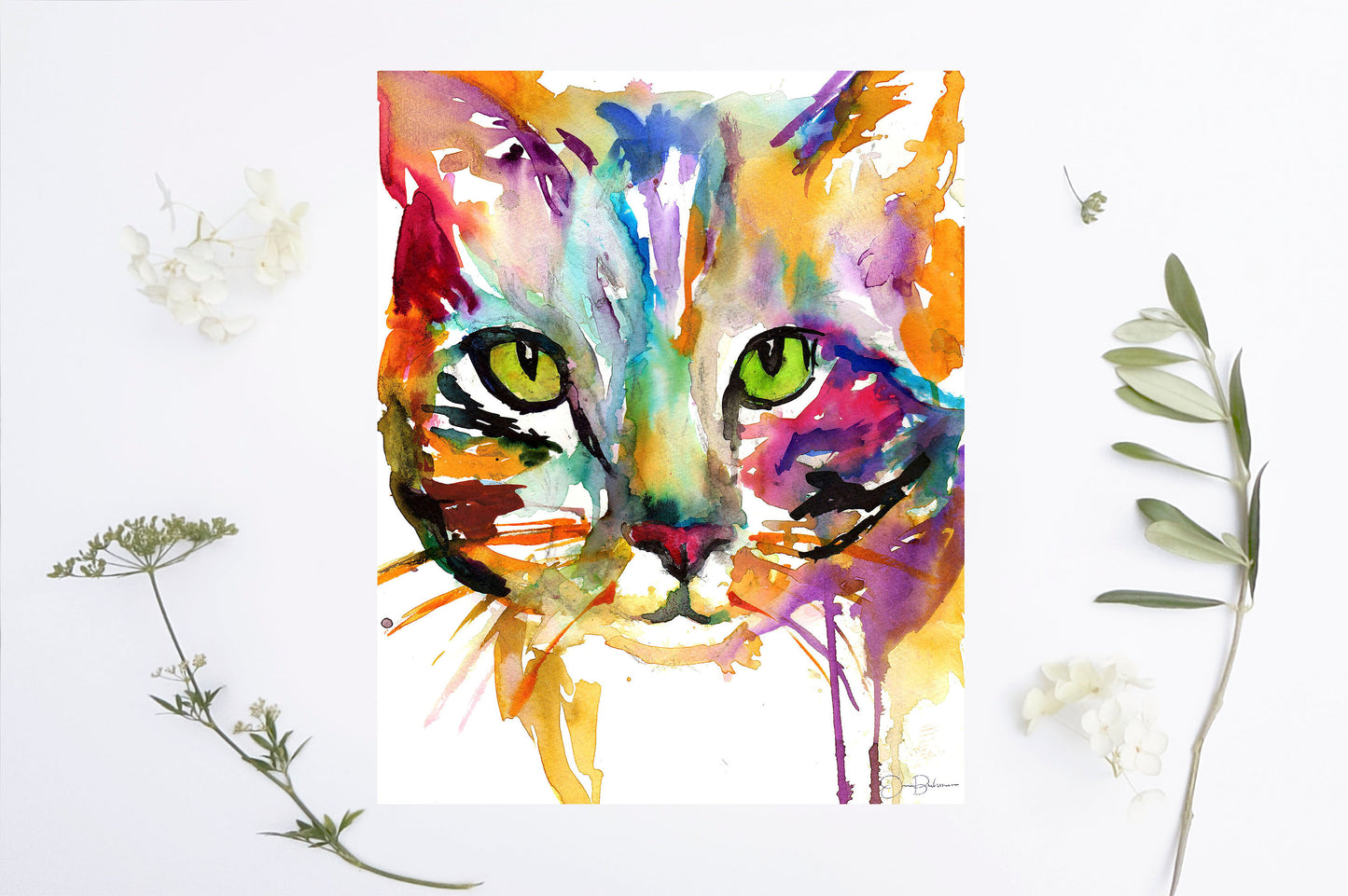 Cat Watercolor Print | "Tabby" by Jess Buhman, Multiple Sizes, Select Your Size, Nursery Art, Colorful Cat Art