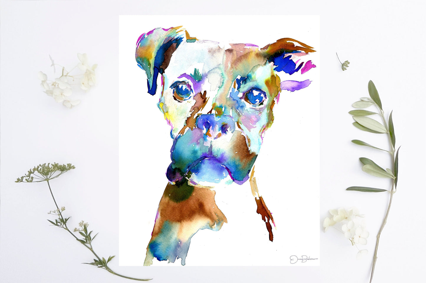 Boxer Watercolor Print | "Lacey the Boxer" by Jess Buhman, Multiple Sizes, Select Your Size, Dog Watercolor Painting, Boxer Art
