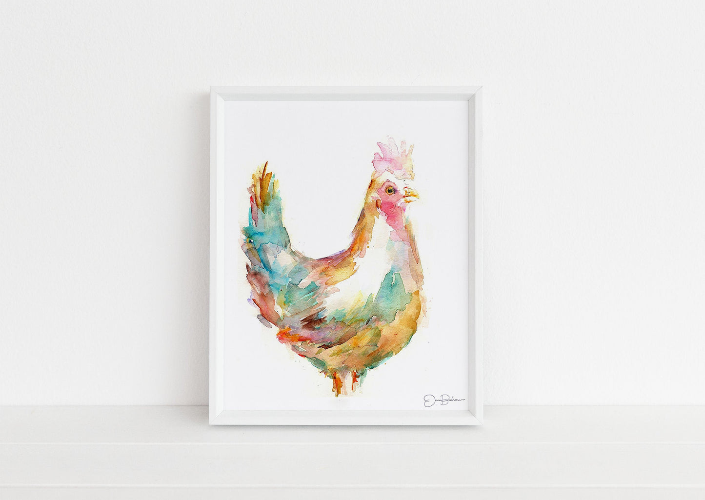 Chicken Watercolor Print | "Chica the Chicken" by Jess Buhman, Multiple Sizes, Select Your Size, Watercolor Rooster, Farm Painting