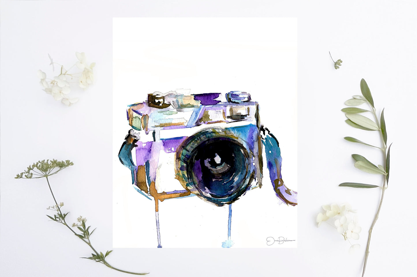 Camera Print Digital Download, "I Turn My Camera On" by Jess Buhman, Instant Download, Print at Home, Watercolor Camera, Photographer Gift