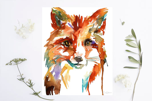 Fox Print Digital Download, "Little Fox" by Jess Buhman, Instant Download, Print at Home, Watercolor Animal, Nursery Art
