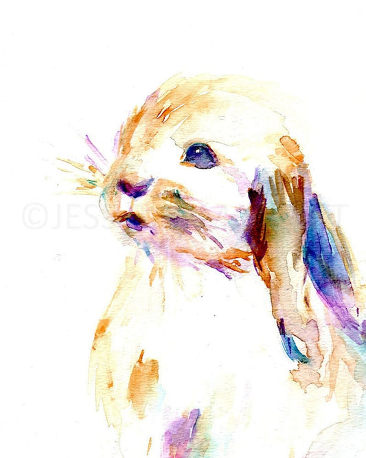 Bunny Print Digital Download, "Cottontail" by Jess Buhman, Instant Download, Print at Home, Watercolor Animal, Nursery Art