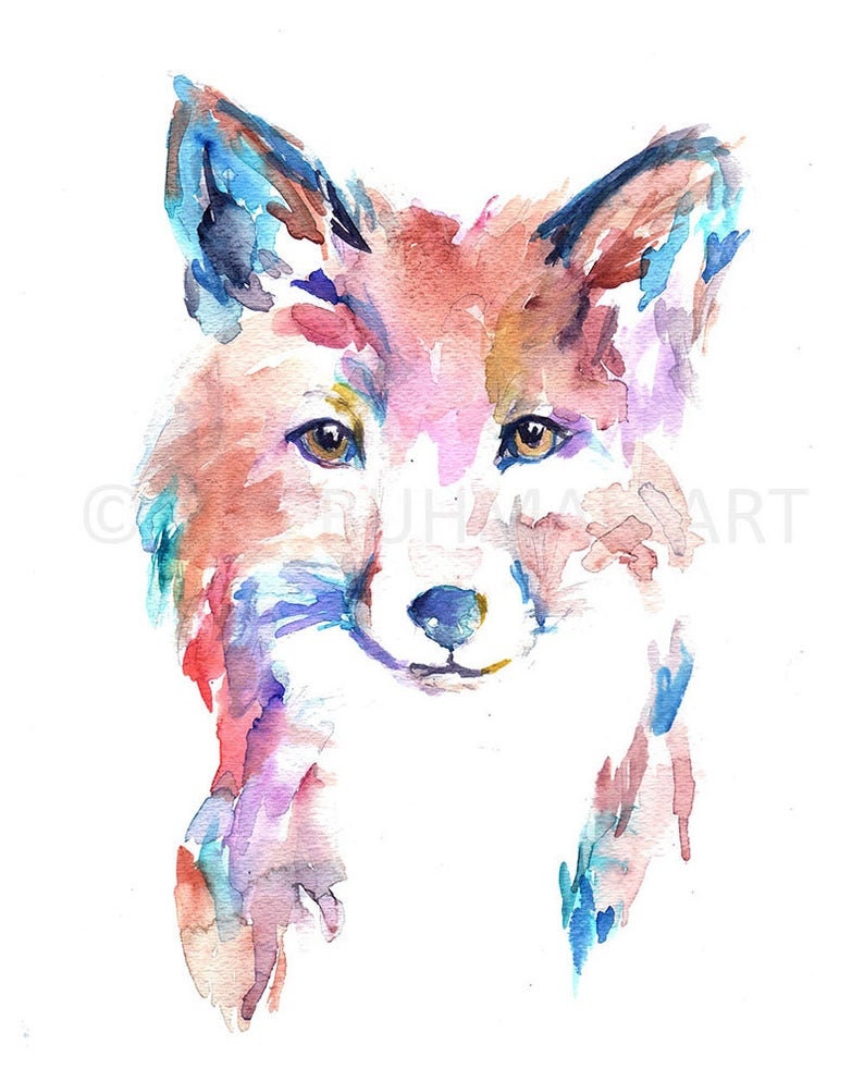 Fox Print Digital Download, "Farah the Fox" by Jess Buhman, Instant Download, Print at Home, Watercolor Animal, Nursery Art
