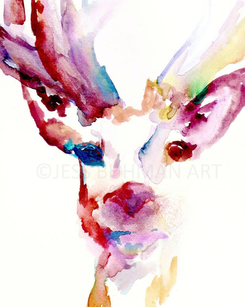 Deer Print Instant Download | "Deer" by Jess Buhman, Print at Home, Digital File, Watercolor Deer Print 8" x 10"