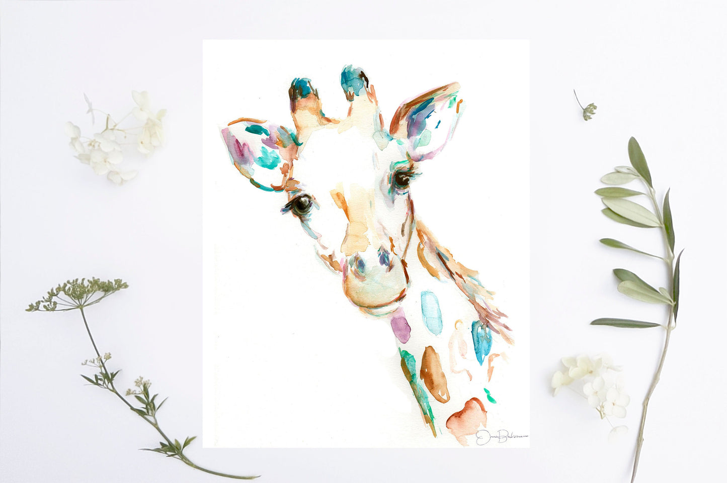 Watercolor Giraffe Print Instant Download | "Joshua the Giraffe" by Jess Buhman, 16" x 20" Digital File, Print at Home, Nursery Decor