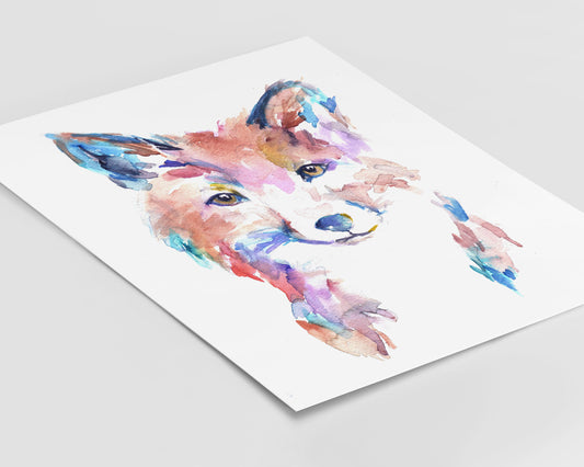 Fox Print Digital Download, "Farah the Fox" by Jess Buhman, Instant Download, Print at Home, Watercolor Animal, Nursery Art