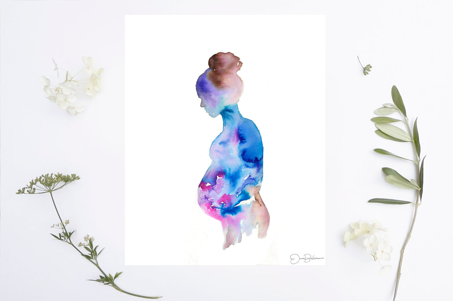 Pregnancy Art Print | "Woman in Bloom" by Jess Buhman, Multiple Sizes, Motherhood Painting, New Mom Art, Print of Pregnant Woman