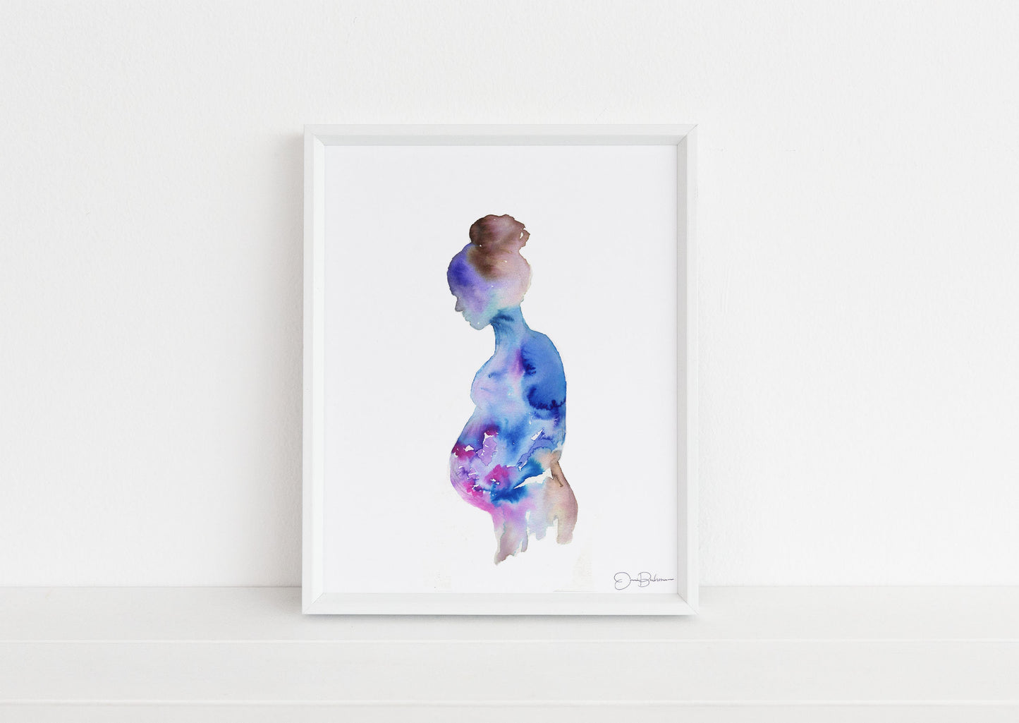 Watercolor Pregnancy Painting Instant Download, "Woman in Bloom" by Jess Buhman, Digital File, 8" x 10" Print of Woman, Abstract Painting