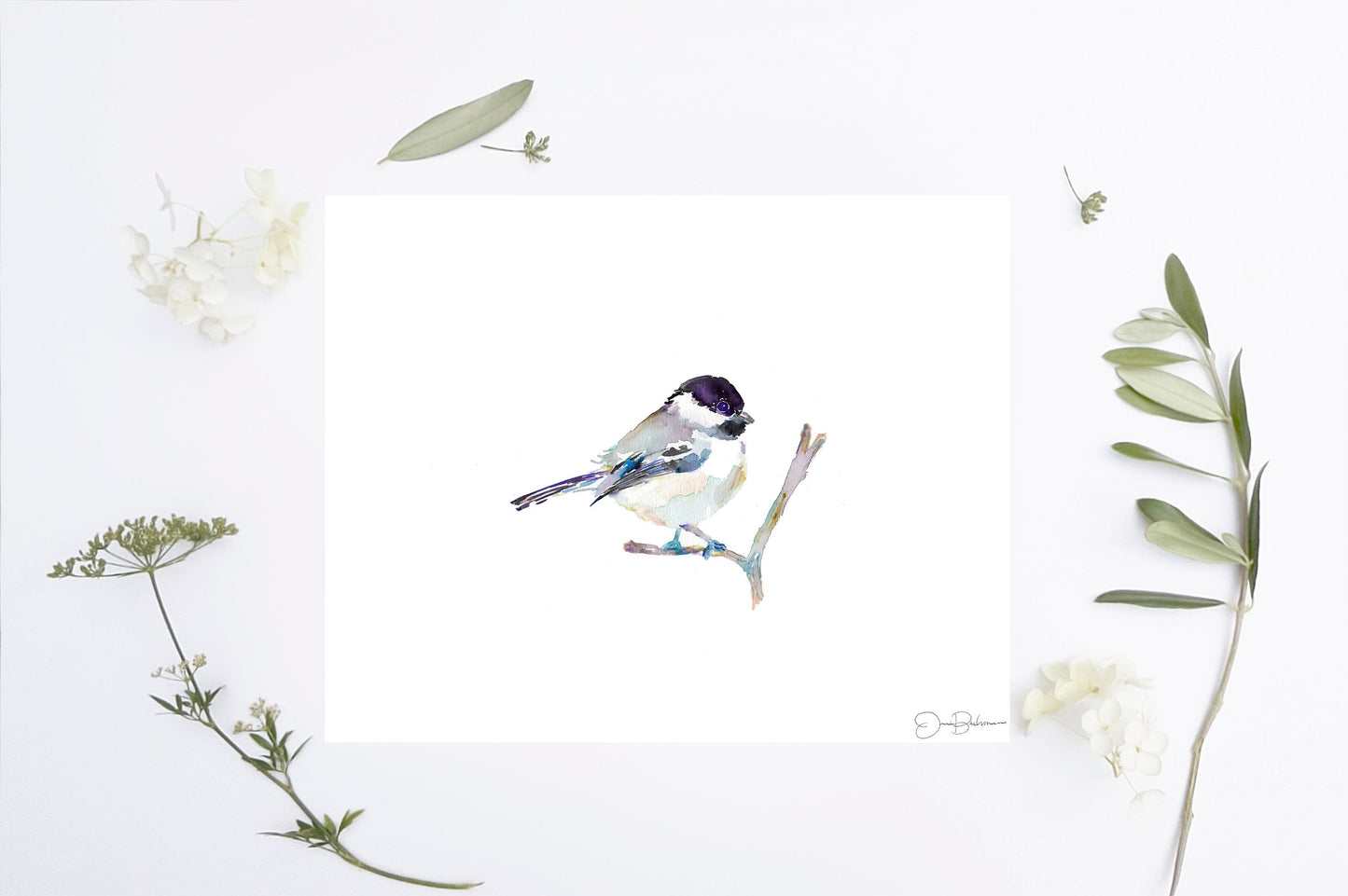 Chickadee Watercolor Print | "Emmylou" by Jess Buhman, Multiple Sizes, Choose Your Size, Bird Painting, Watercolor Bird Art, Chickadee Print