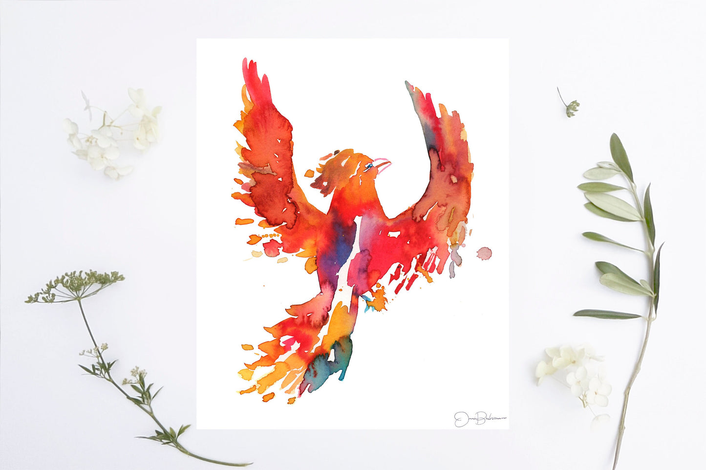 Phoenix Instant Download, "And Still We Rise" by Jess Buhman, Printable 8" x 10" watercolor art, Digital Print