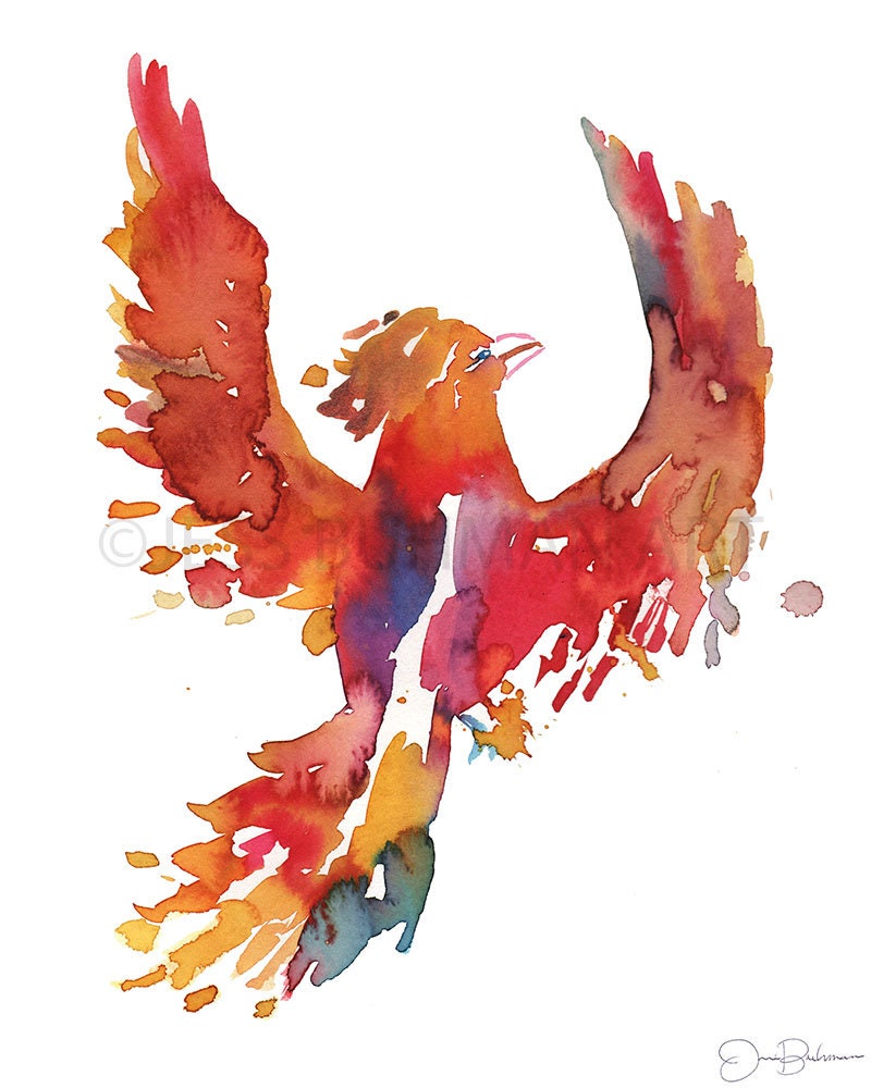 Phoenix Instant Download, "And Still We Rise" by Jess Buhman, Printable 8" x 10" watercolor art, Digital Print