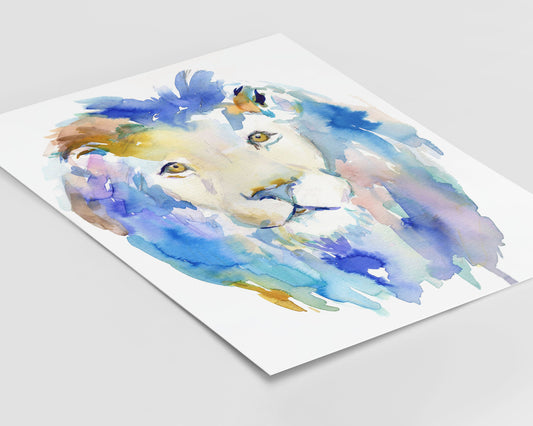 Lion Watercolor Print | "In Like a Lion" by Jess Buhman, Select Your Size, Multiple Sizes, Nursery Painting, Zoo Animal Art, Abstract Art