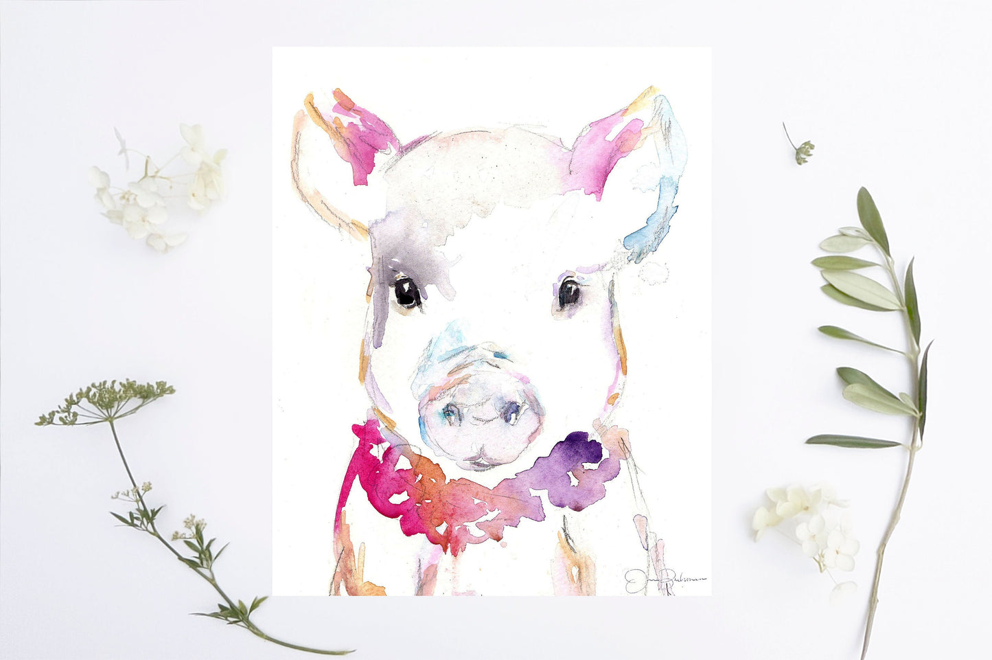 Pig Watercolor Print | "Petunia the Pig" by Jess Buhman, Multiple Sizes, Select Your Size, Watercolor Animal, Nursery Art