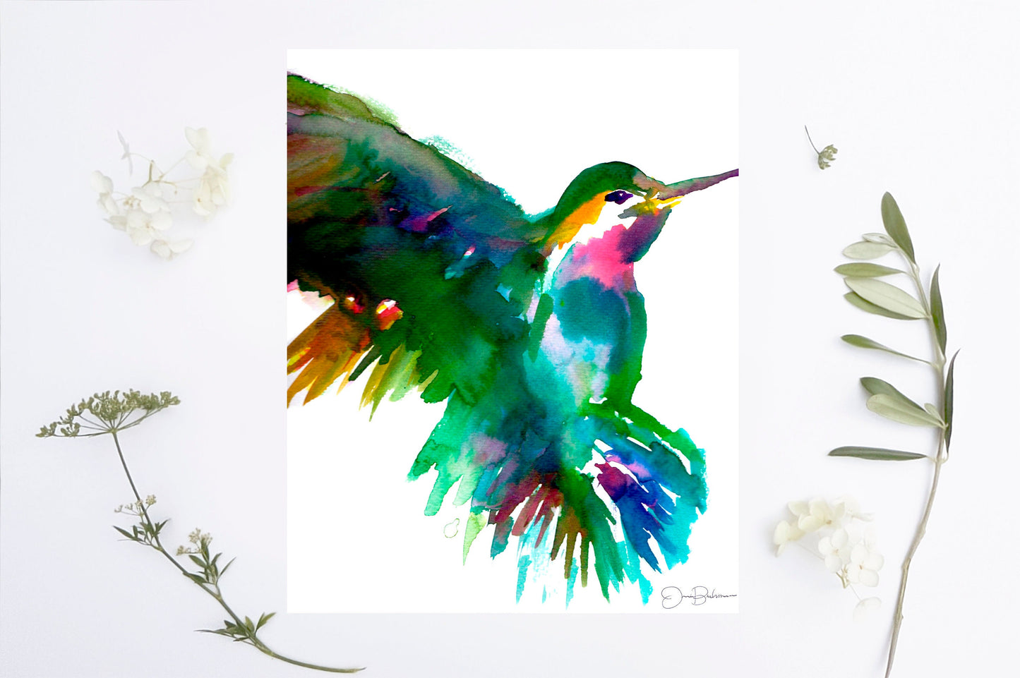 Hummingbird Print | "Melody the Hummingbird" by Jess Buhman, Multiple Sizes, Choose Your Size, Watercolor Bird Art