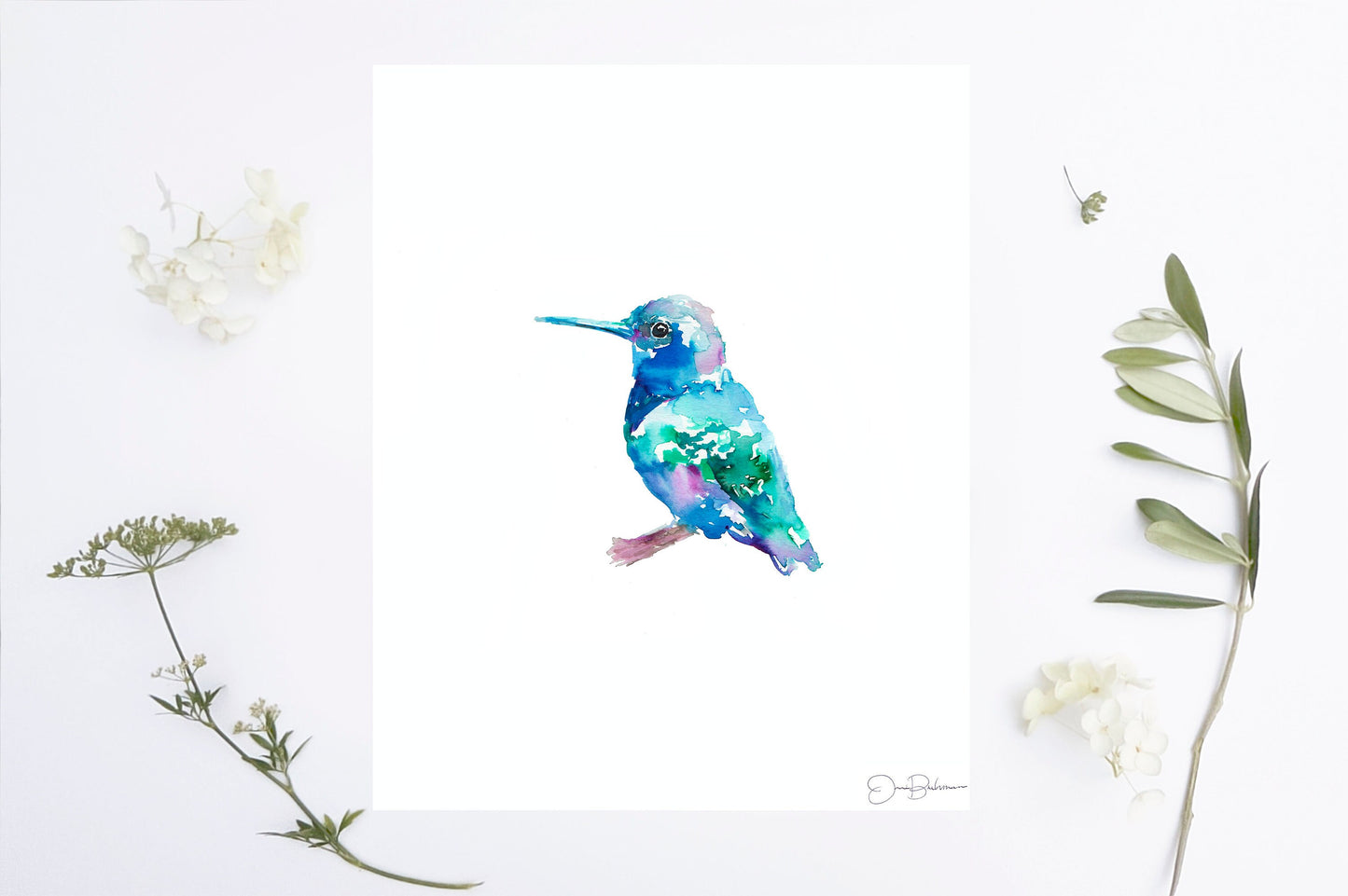 Watercolor Hummingbird Print | "Baby" by Jess Buhman, 8 x 10 Bird Painting, Home Decor