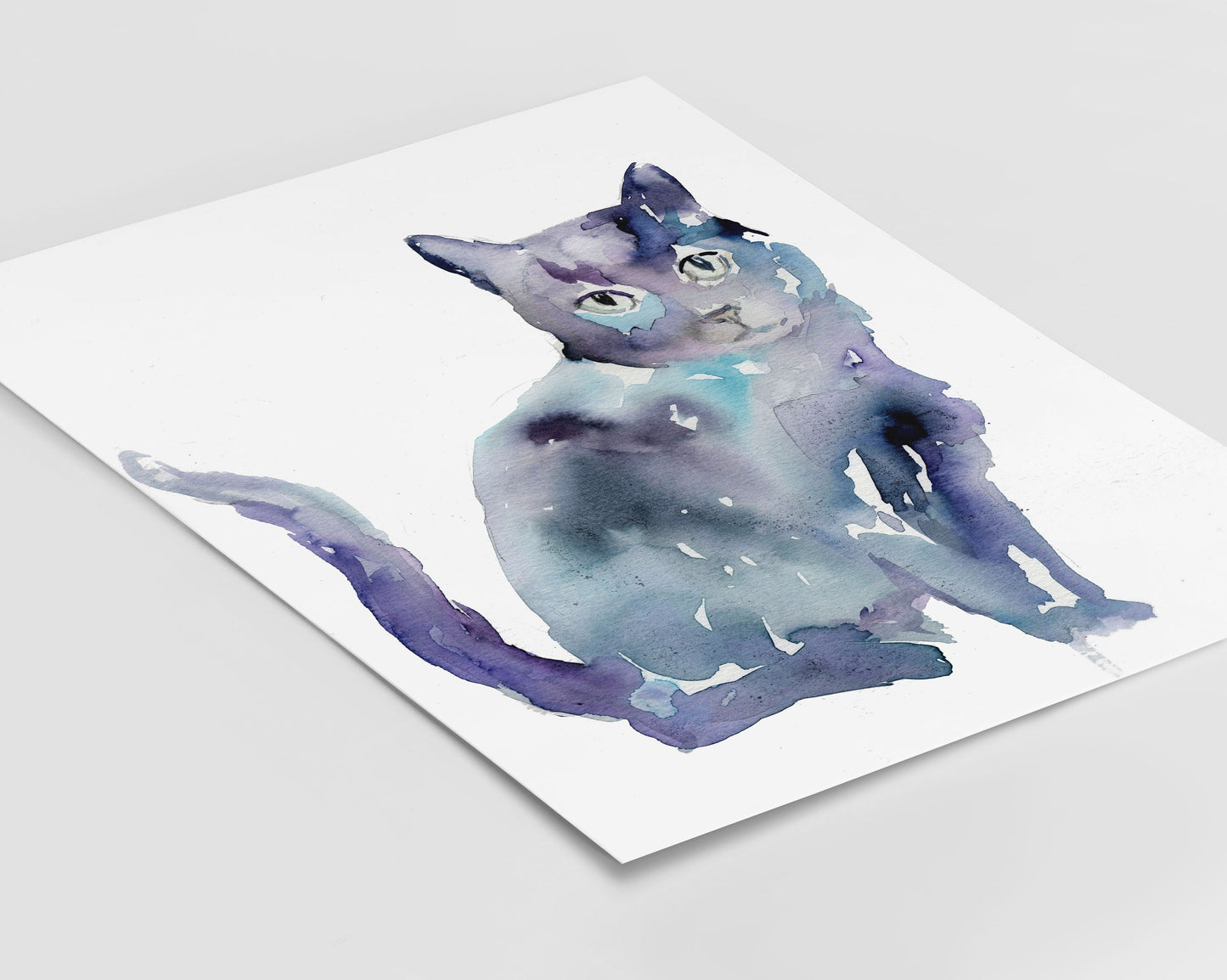 Black Cat Watercolor Print Instant Download | "Desmond" by Jess Buhman, 8" x 10", Print at Home, Digital File, Instant Gift Idea