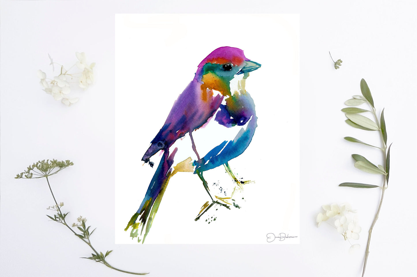 Colorful Bird Print | "Ren the Bird" by Jess Buhman, Multiple Sizes, Select Your Size, Watercolor Bird Print