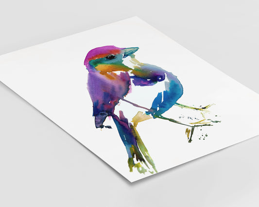 Watercolor Bird Instant Download | "Ren the Bird" by Jess Buhman, Printable 8" x 10" Watercolor Art, Digital Print, Print at Home