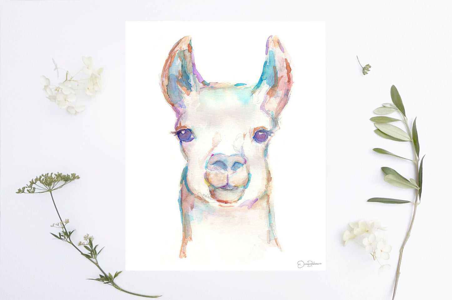 Watercolor Llama Print Instant Download | "Lleonard the Llama" by Jess Buhman, 8" x 10" Digital File, Print at Home, Nursery Decor