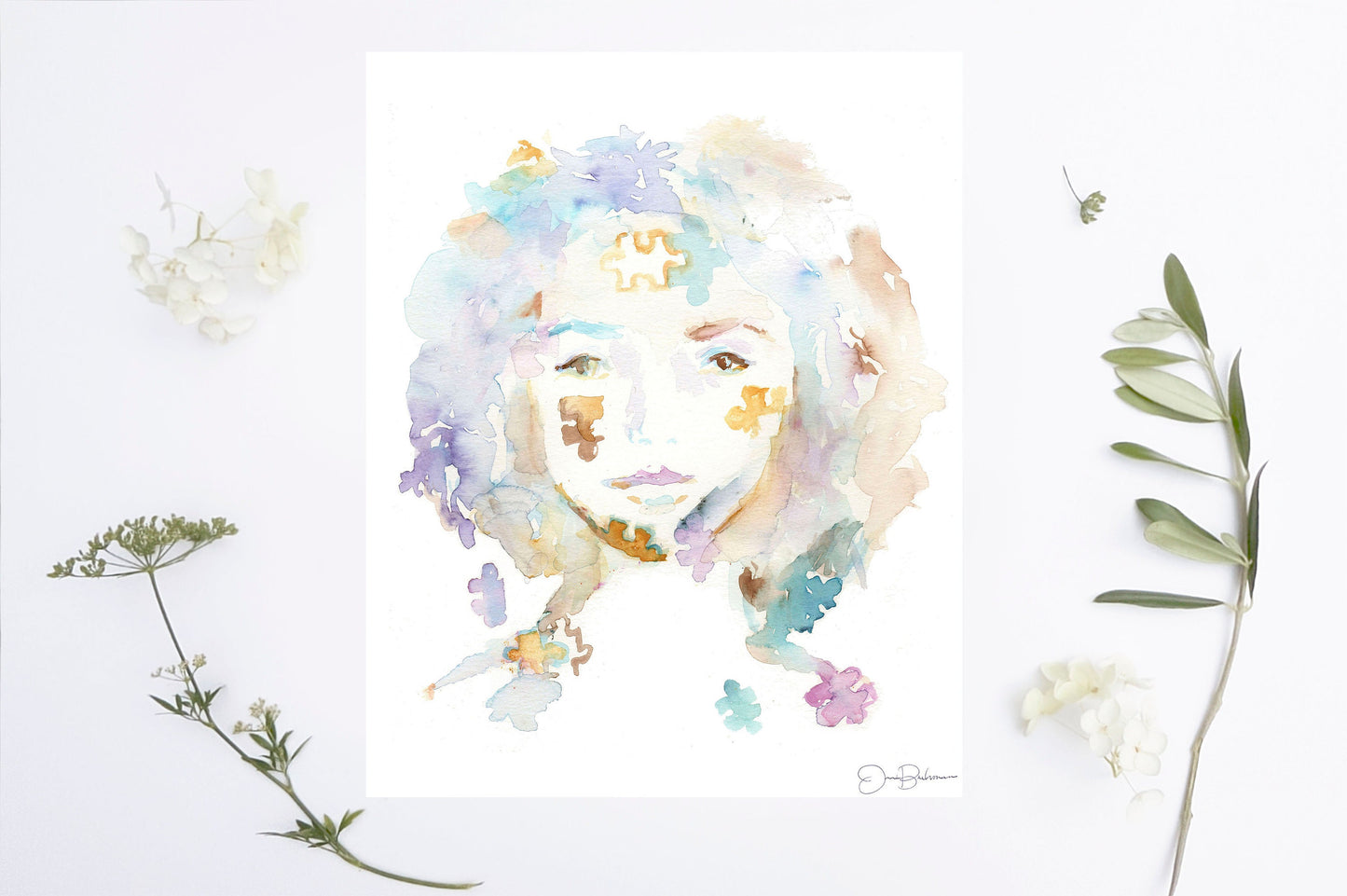 Autism Watercolor Print | "Lexi" by Jess Buhman, Multiple Sizes, Select Your Size, Special Needs Art, Autism Painting, Autism Portrait Girl