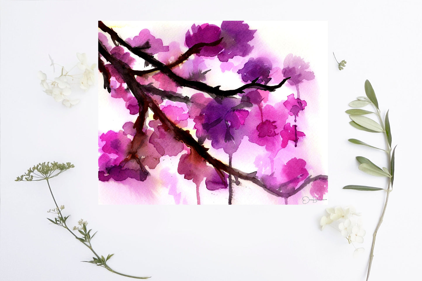 Cherry Blossoms Watercolor Painting Print, "Cherry Blossoms" by Jess Buhman, Multiple Sizes, Select Your Size, Watercolor Flowers
