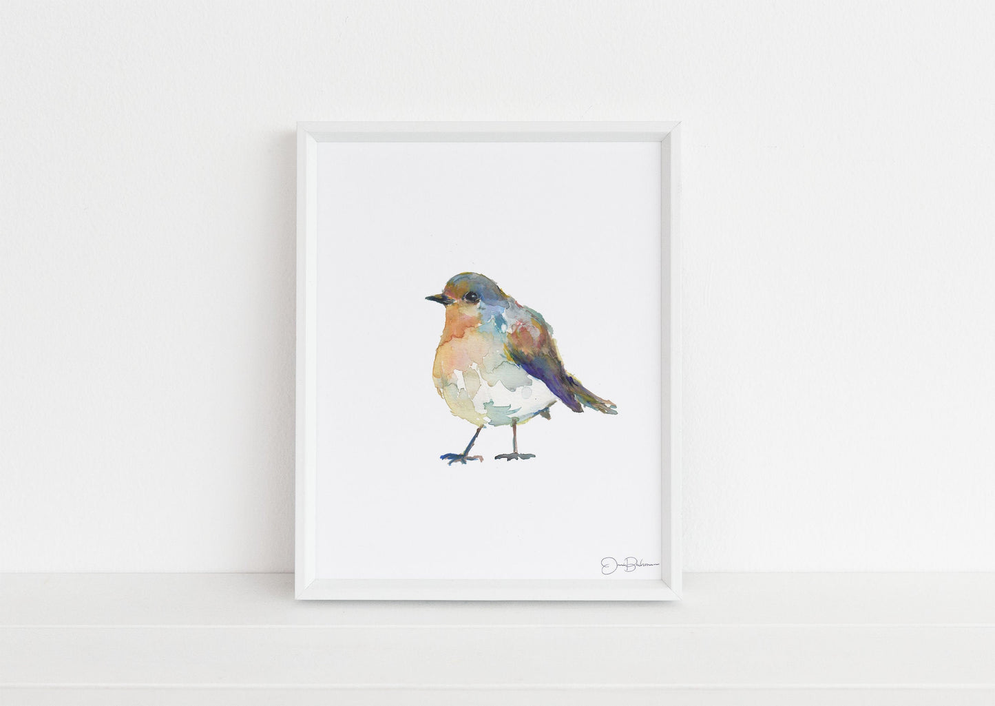 English Robin Watercolor Print | "English Robin" by Jessica Buhman, Multiple Sizes, Select Your Size, Watercolor Bird, Abstract Bird Art