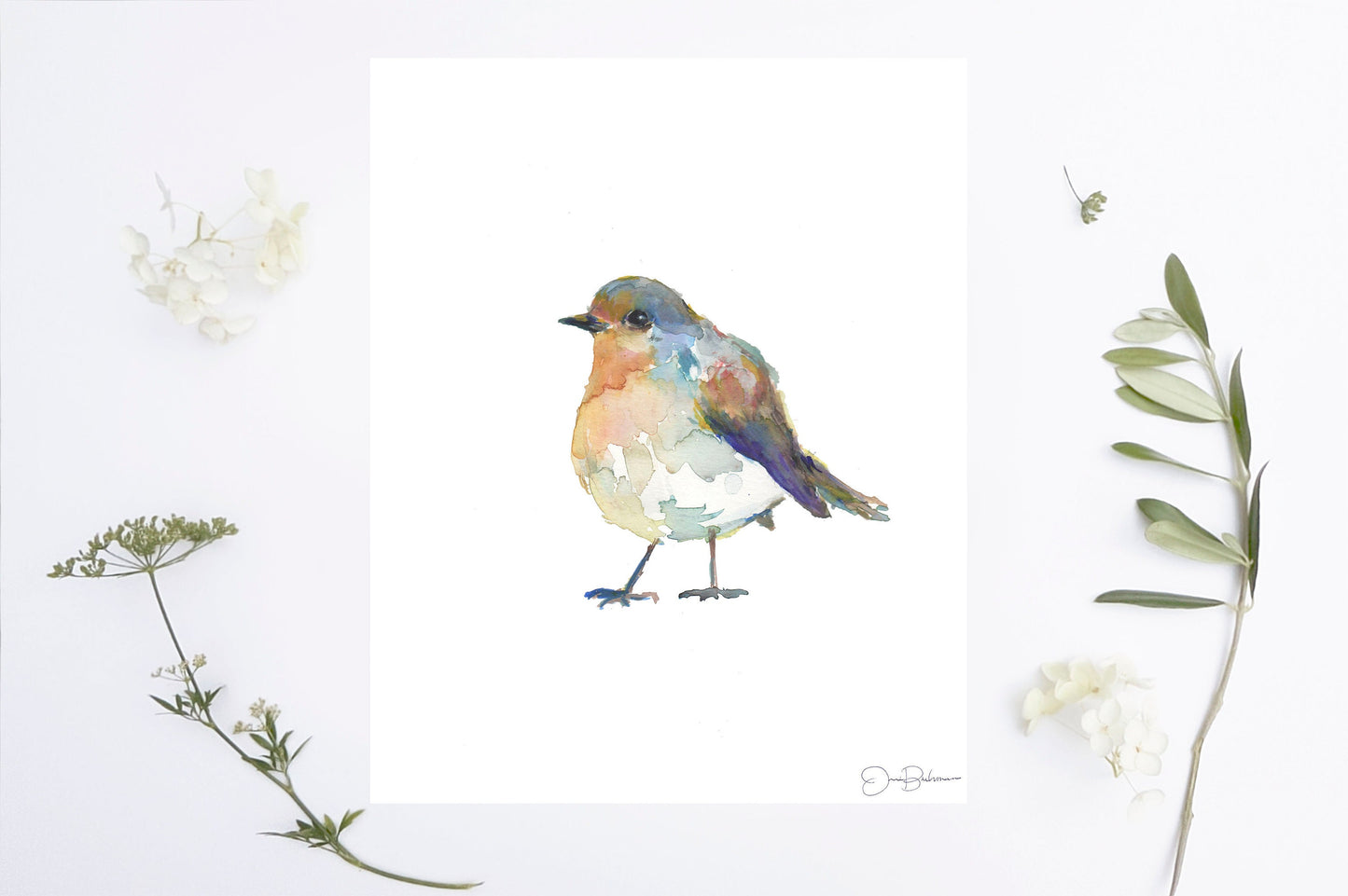 Watercolor Bird Instant Download | "English Robin" by Jess Buhman, Printable 8" x 10" Watercolor Art, Digital Print, Print at Home