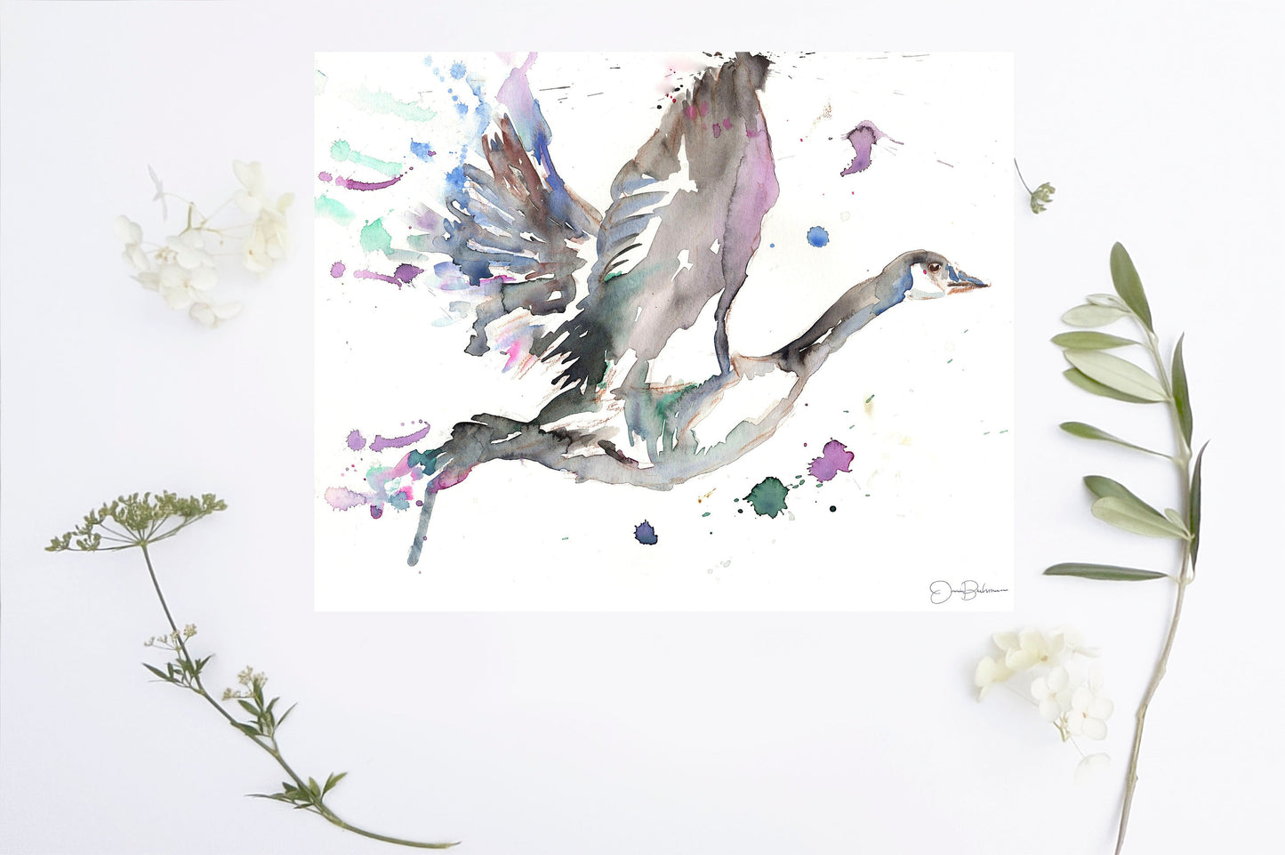 Watercolor Goose Print | "Something Told the Wild Goose" by Jessica Buhman 10 x 8 Bird Flying Geese