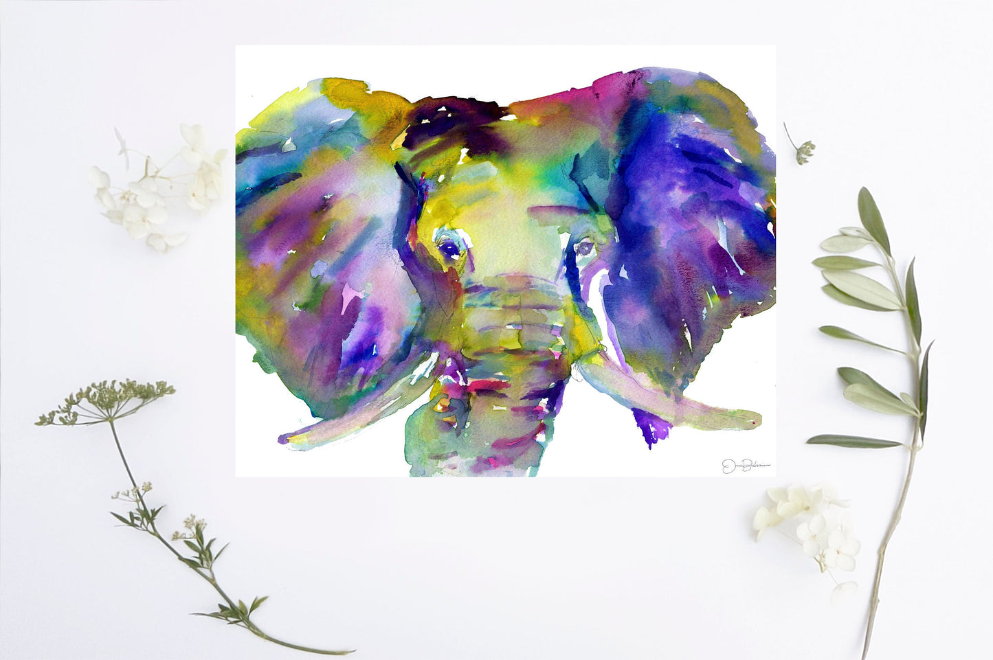 Elephant Watercolor Digital Download | "Ellie" by Jess Buhman, Instant Download, Print at Home, Elephant Painting, Nursery Art